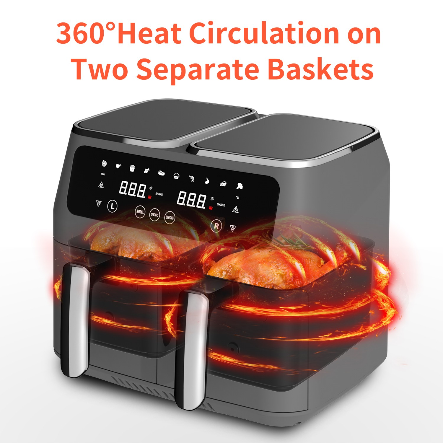 Dual Air Fryer With Two Cooking Zones Oil Free Led Display Digital Large Capacity Freidora De Aire 2022 New Smart Air Fryers