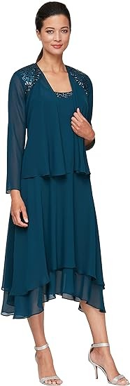 S.L. Fashions Women's Two-Piece Dress with Embellished Jacket (Petite and Regular)