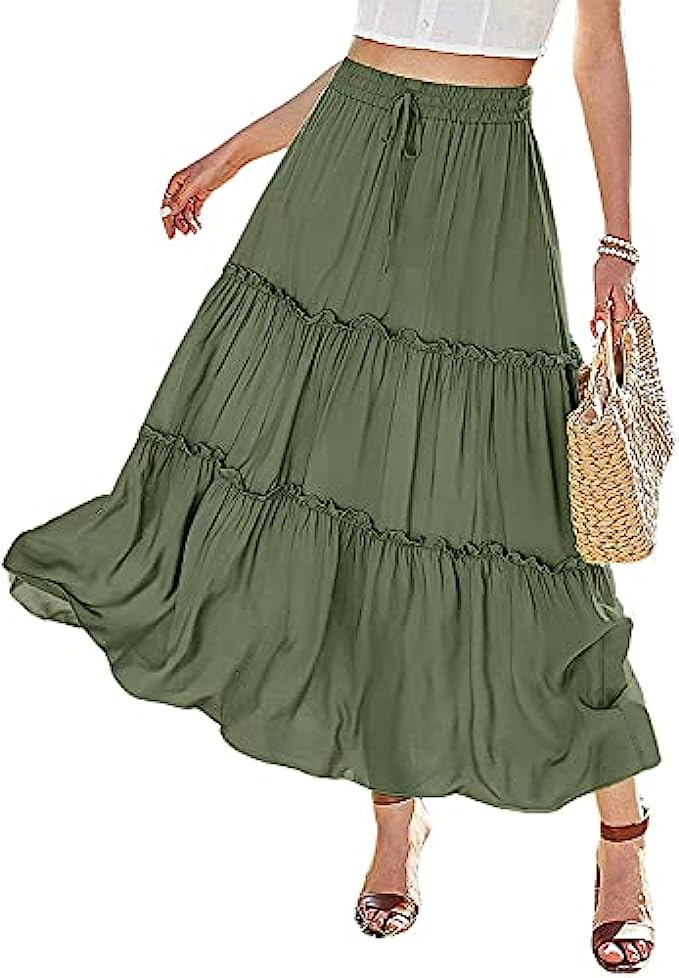 Avanova Women&#039;s Ditsy Floral Split Thigh High Waist Summer Boho A Line Midi Skirt