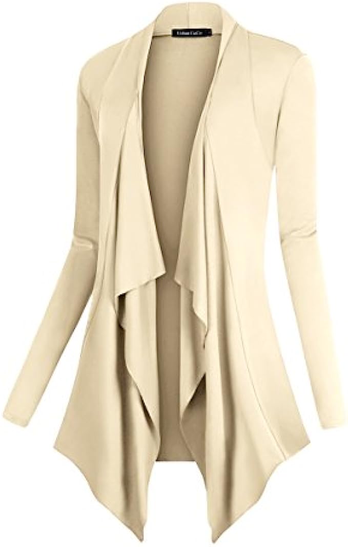 Urban CoCo Women&#039;s Drape Front Open Cardigan Long Sleeve Irregular Hem