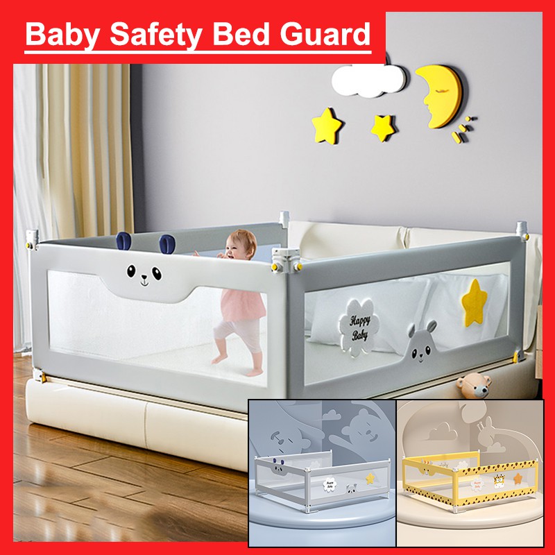 Baby Kids Bed Fence Vertical Lift Baby Bed Rail Guard Fence for Single, Super Single, Queen and King Bed