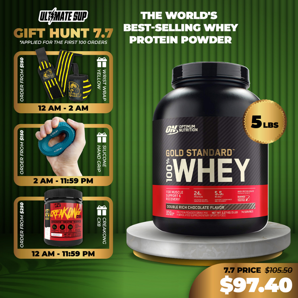 Optimum Nutrition, Gold Standard, 100% Whey Protein Powder, 2lbs (907g ) / 5 lbs (2.27 kg) / 10 lbs (4.54 kg)