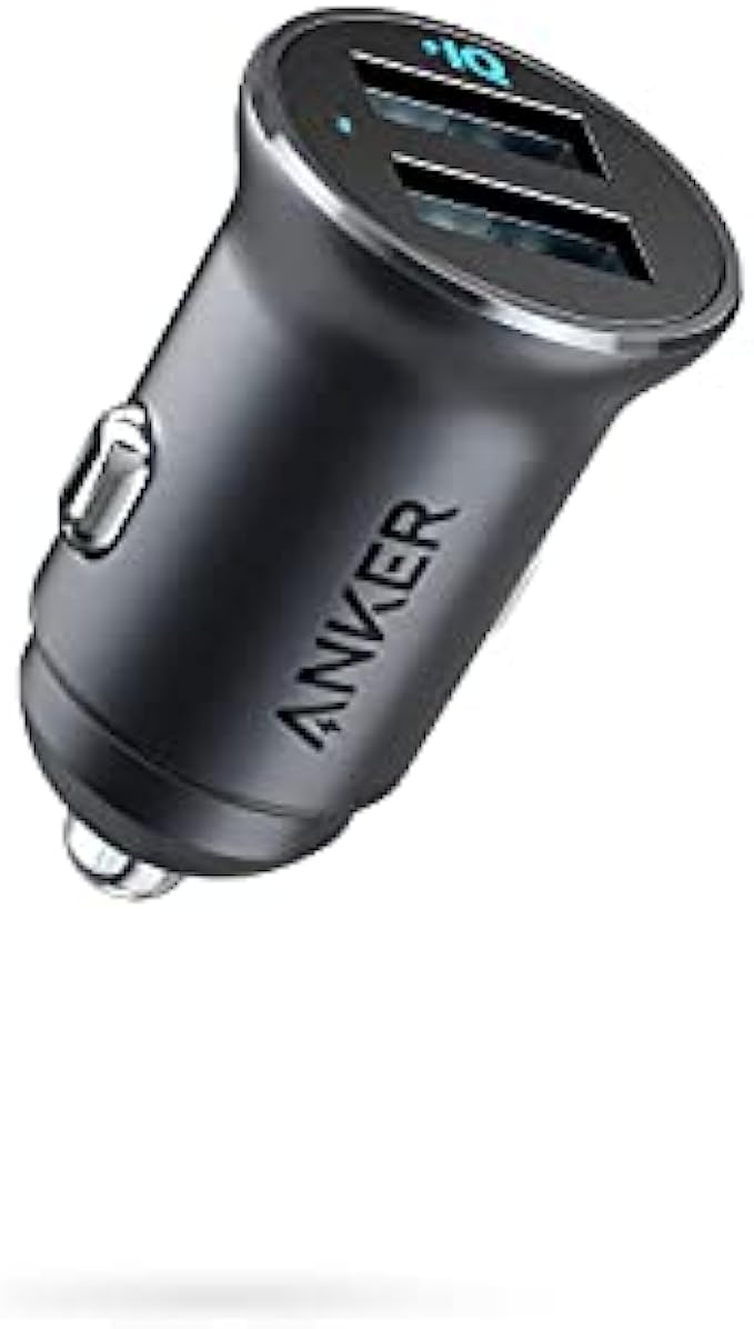 Anker Car Charger, Mini Aluminum Alloy 24W Dual USB Car Charger, PowerDrive 2 Alloy Car Adapter with Blue LED for iPhone12/11/XR/Xs, iPad Pro/Air 2/Mini, Galaxy (Not Compatible with Quick Charge)