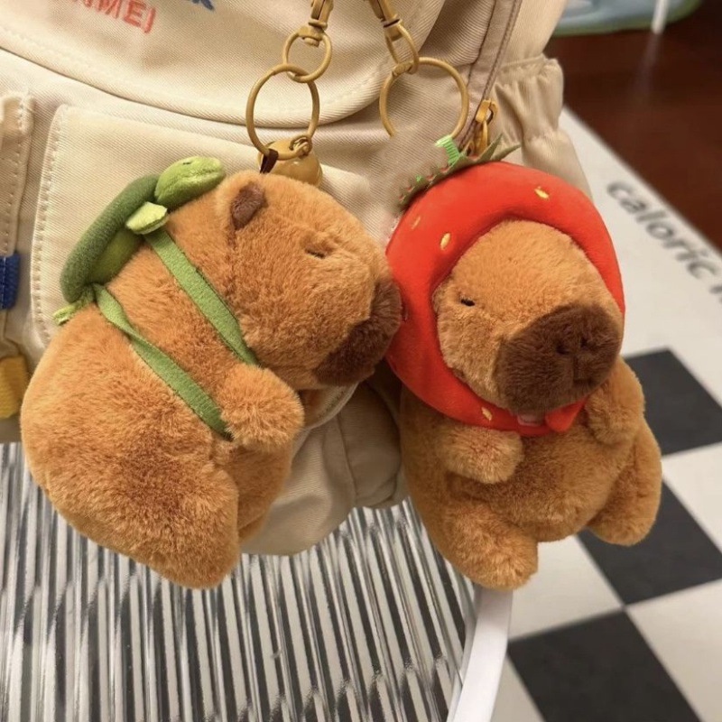 Cute Capybara Keychain Plush Pendant Simulation Capibara Doll Kawaii Anime Fluffty Toy Stuffed Doll Bag Pendant Birthday Gift