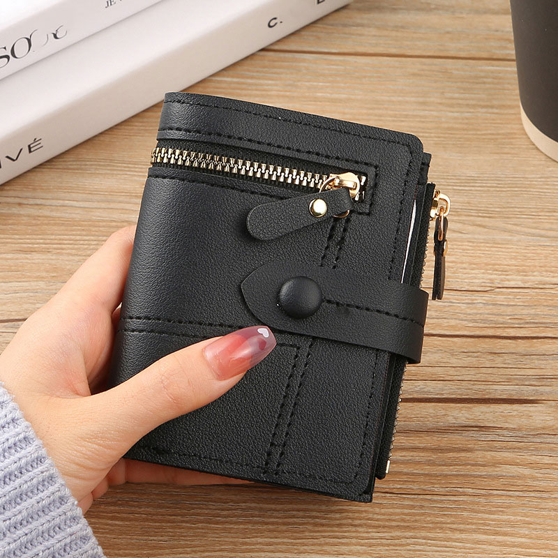 Ladies Wallet Large Capacity Buckle Coin Purse Foldable Multifunctional Clutch Multi-Zipper Card Holder