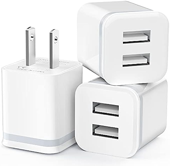 USB Wall Charger, LUOATIP 3-Pack 2.1A/5V Dual Port USB Cube Power Adapter Charger Plug Block Charging Box Brick for iPhone 13 12 11 Pro Max SE XS XR X 8 7 6 6S Plus, Samsung, LG, Moto, Android Phones