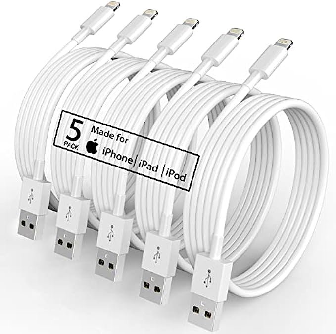 5 Pack(6FT)Original[Apple MFi Certified] iPhone Charger,Lightning Cable Fast Charging Cord iPhone Charger Cable USB Cable Compatible iPhone 13/12/11 Pro Max/Mini/XS MAX/XR/XS/X/8/7/Plus/6 iPad AirPods