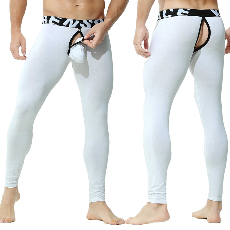 Sexy Men Leggings Quick Drying Tight Detachable Front Pocket Soft Breathable Sweat-Absorbent Home Sleeping Pants